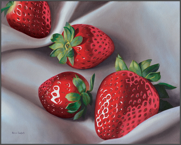 Stawberries On Linen - Nance Danforth Paintings